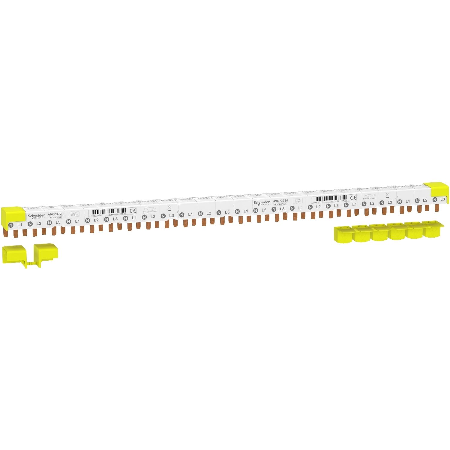 Picture of comb busbar, Acti9, 3P+N balanced, 9 mm pitch, 24 modules, 80 A