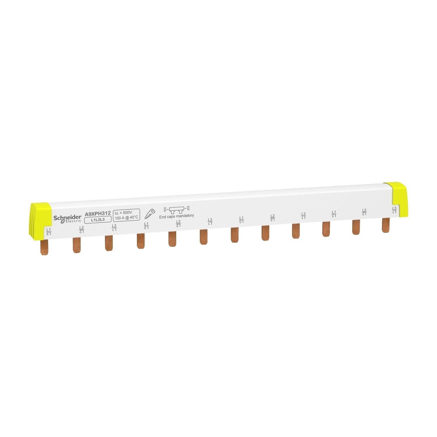 Picture of Comb Busbar, Acti9, 3L, 18 mm pitch, 12 modules, 100A