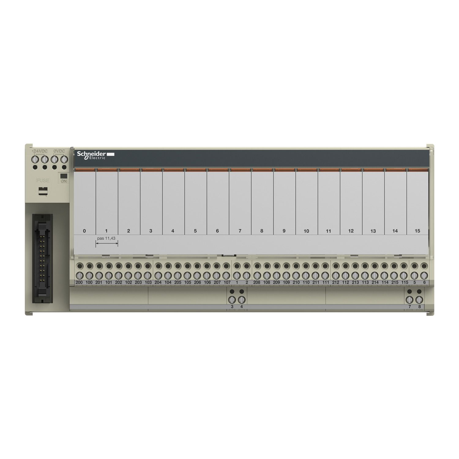 Picture of Sub-base with plug-in electromechanical relay ABE7 - 16 channels - relay 10 mm