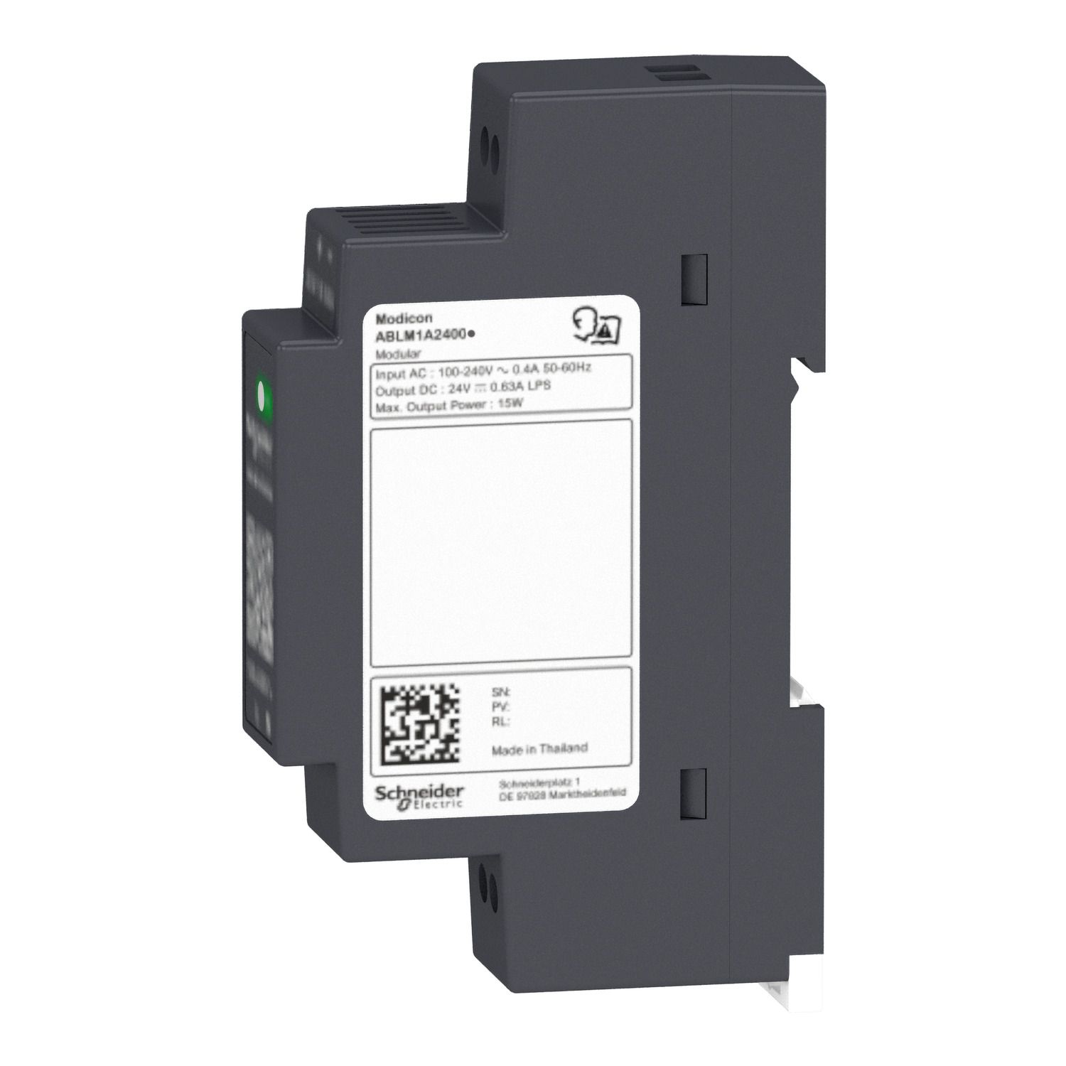 Picture of Regulated Power Supply, 100 to 240V AC, 24V, 0.4A, single phase, Modular