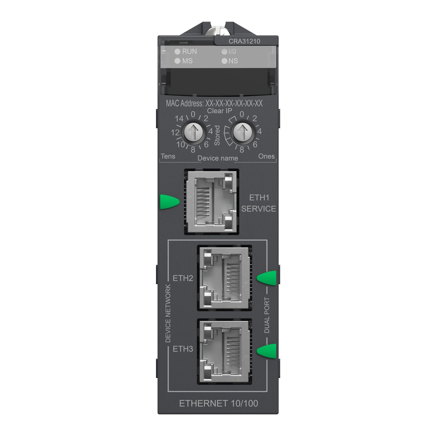 Picture of remote IO drop E/IP, Modicon X80, performance, service port, advanced features