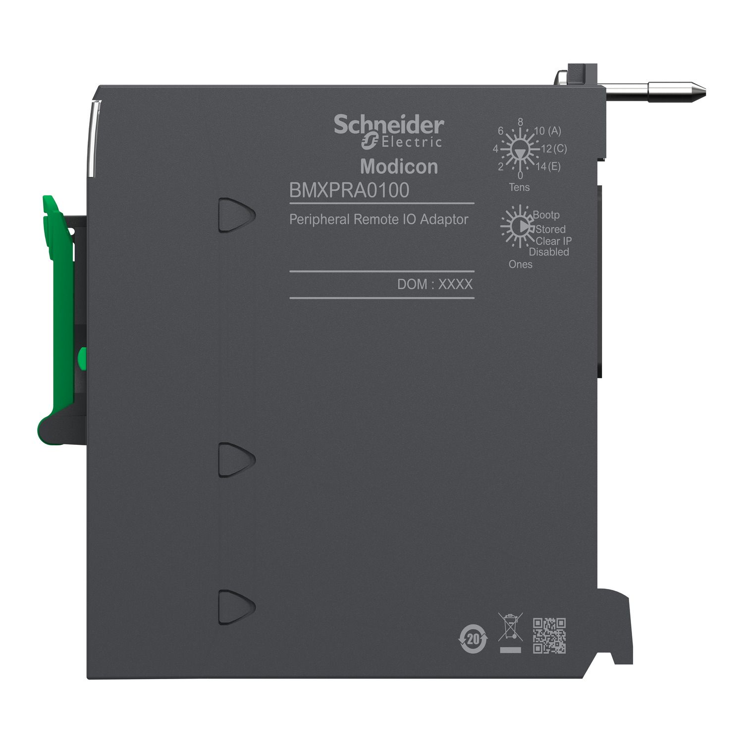 Picture of peripheral remote IO adaptor module, Modicon X80, max 1024 discrete with 256 analog IO, Ethernet