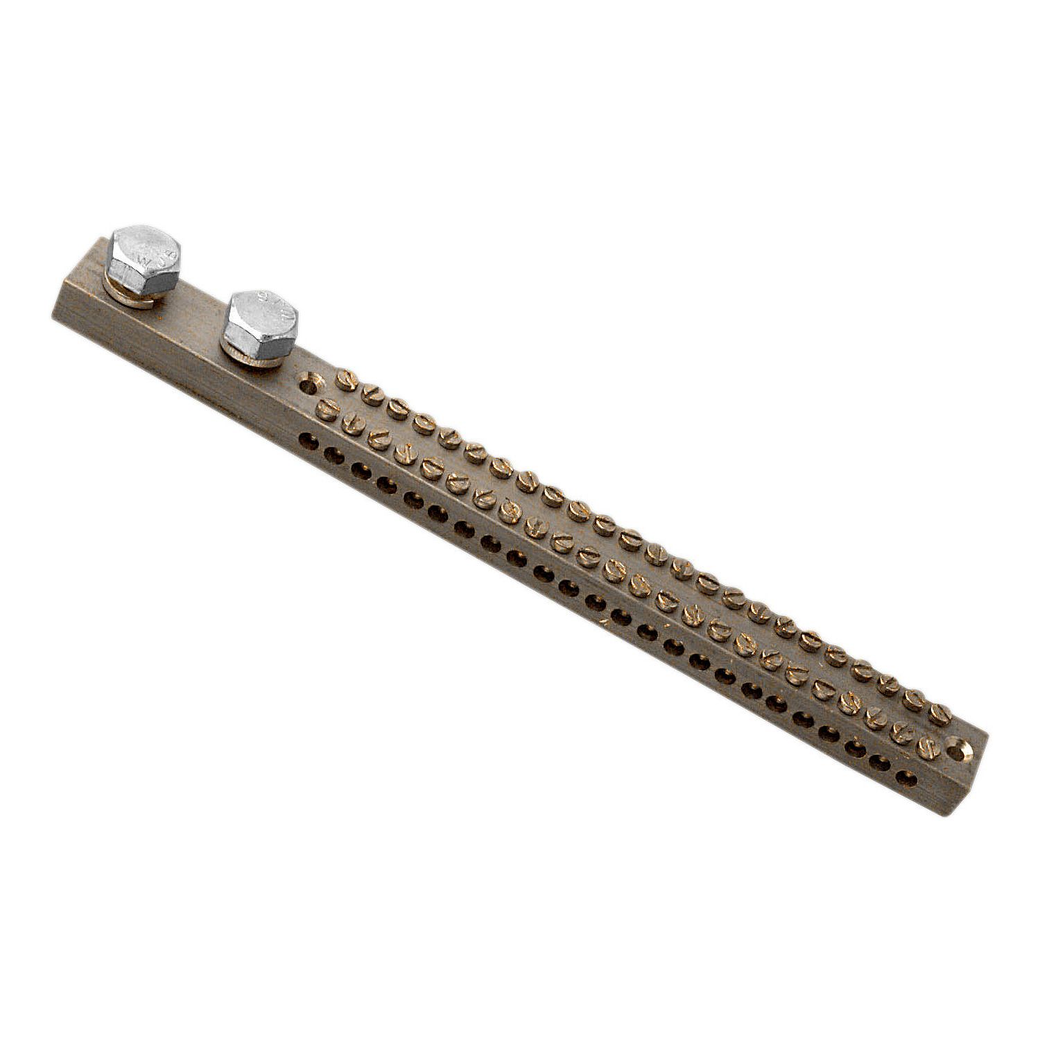 Picture of Earth bar, Clipsal - Max 4, 220 A 24 hole length 221 mm Front wiring 2 studs for cable lugs