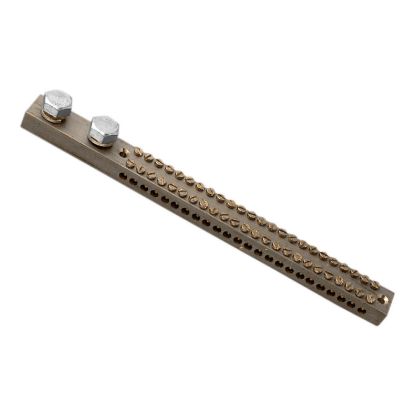 Picture of Earth bar, Clipsal - Max 4, 220 A 24 hole length 221 mm Front wiring 2 studs for cable lugs