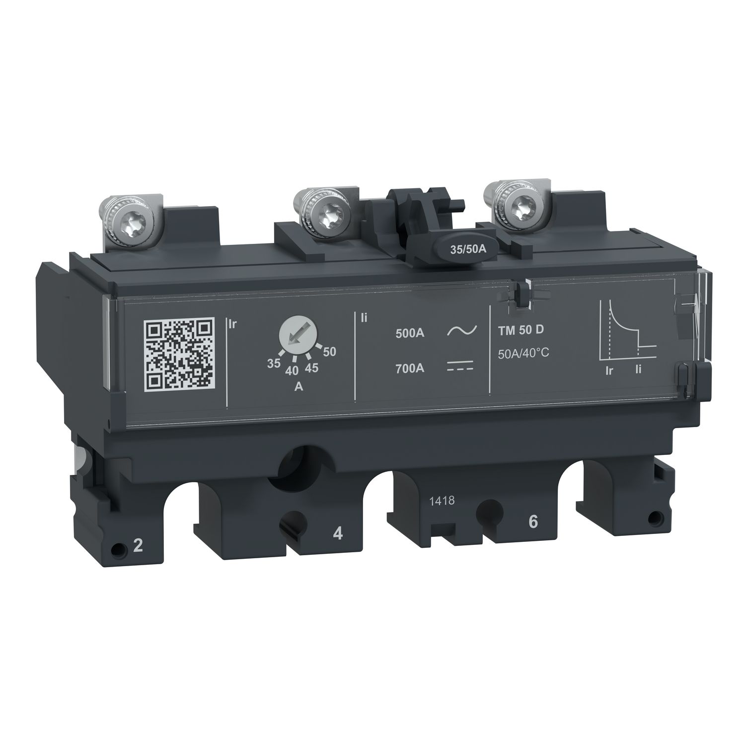 Picture of Trip unit TM50D, ComPacT NSX100/160, 3 poles, thermal magnetic protections, 50A rating