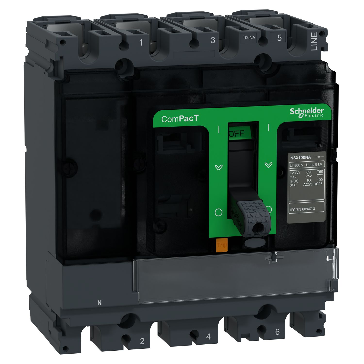 Picture of Switch disconnector, ComPacT NSX100NA, 4 poles, fixed, thermal current Ith 100A