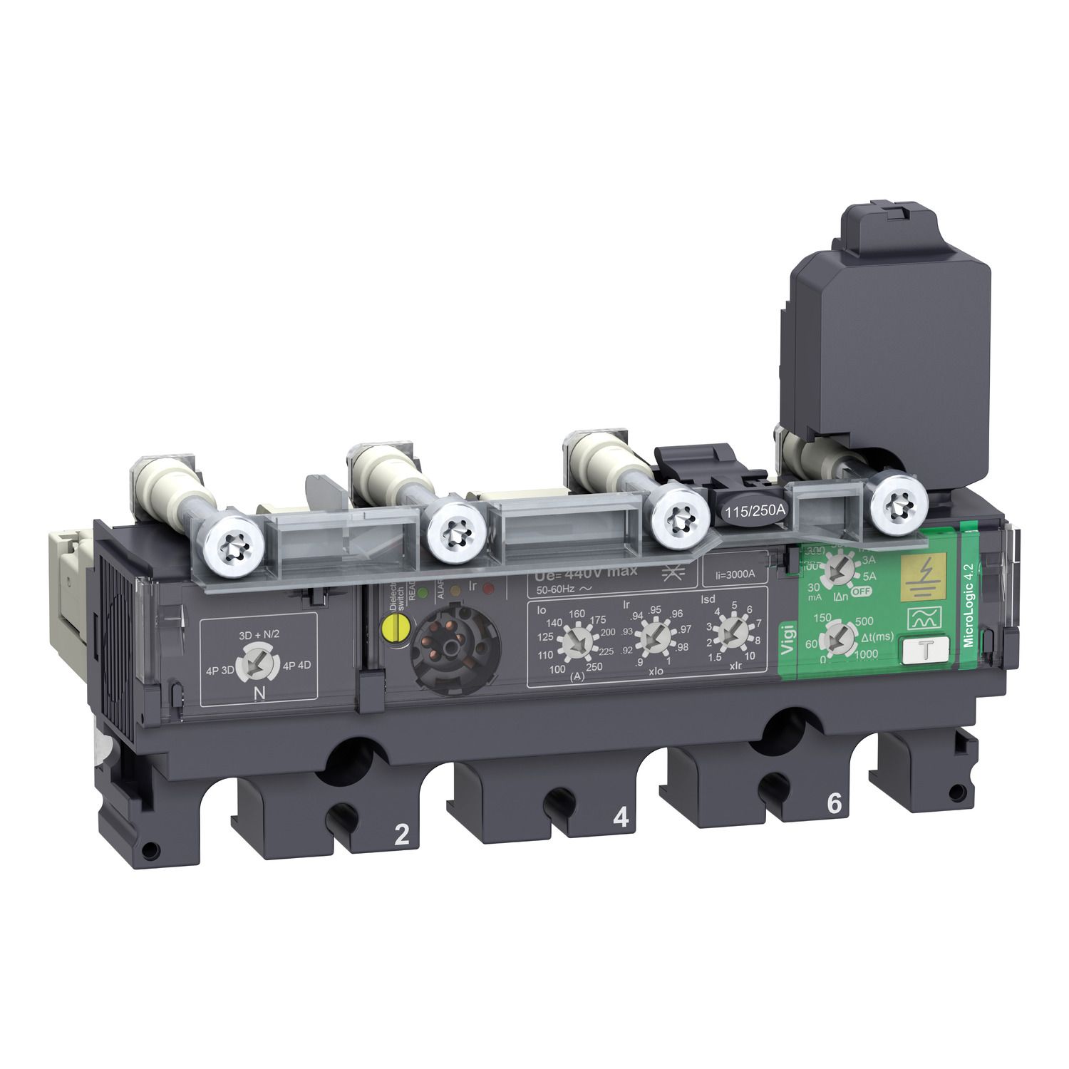 Picture of Trip unit MicroLogic Vigi 4.2, ComPacT NSX100/160/250, 4 poles, electronic basic and earth leakage protections, 40A