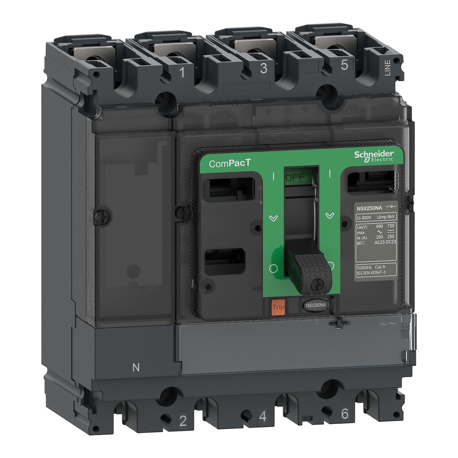 Picture of Switch disconnector, ComPacT NSX160NA, 4 poles, fixed, thermal current Ith 160A
