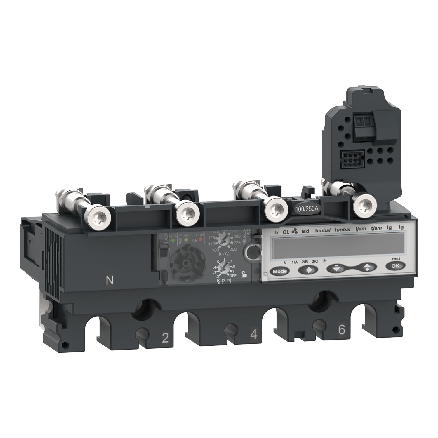 Picture of Trip unit MicroLogic 6.2E, ComPacT NSX250, 4 poles, electronic basic and ground fault protections, energy meter, 250A