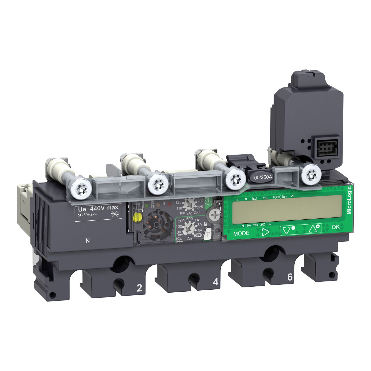 Picture of Trip unit MicroLogic Vigi 7.2E AL, ComPacT NSX250, 4 poles, basic protections, earth leakage alarm, energy meter, 250A