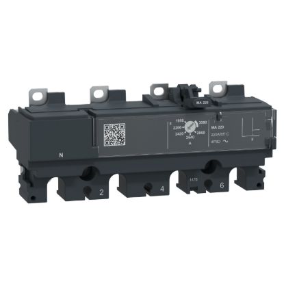 Picture of Trip unit MA220, ComPacT NSX250, 4 poles 3D (neutral not protected), magnetic, motor protection, 220A rating