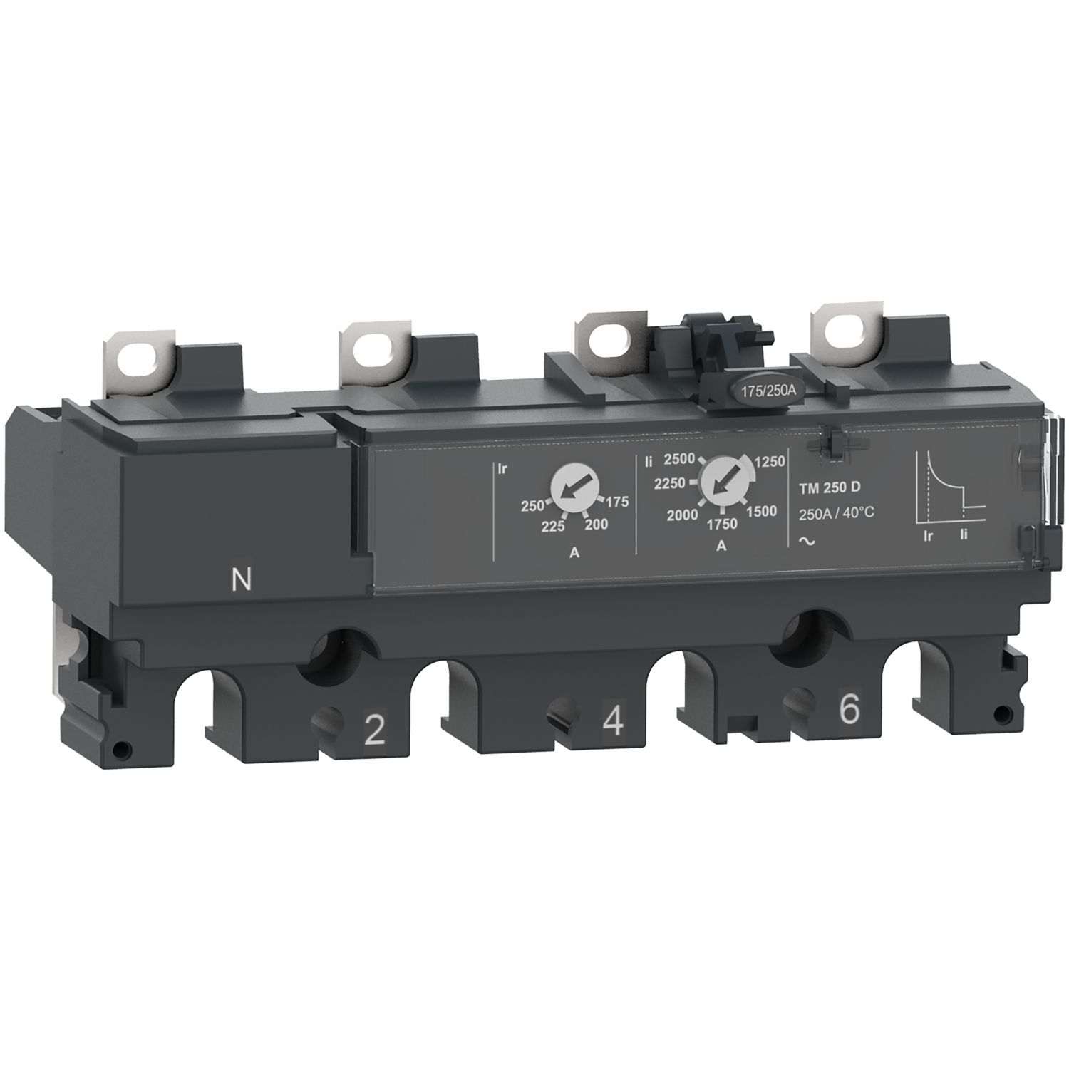 Picture of Trip unit TM160D, ComPacT NSX250, 4 poles 3D (neutral not protected), thermal magnetic protections, 160A rating