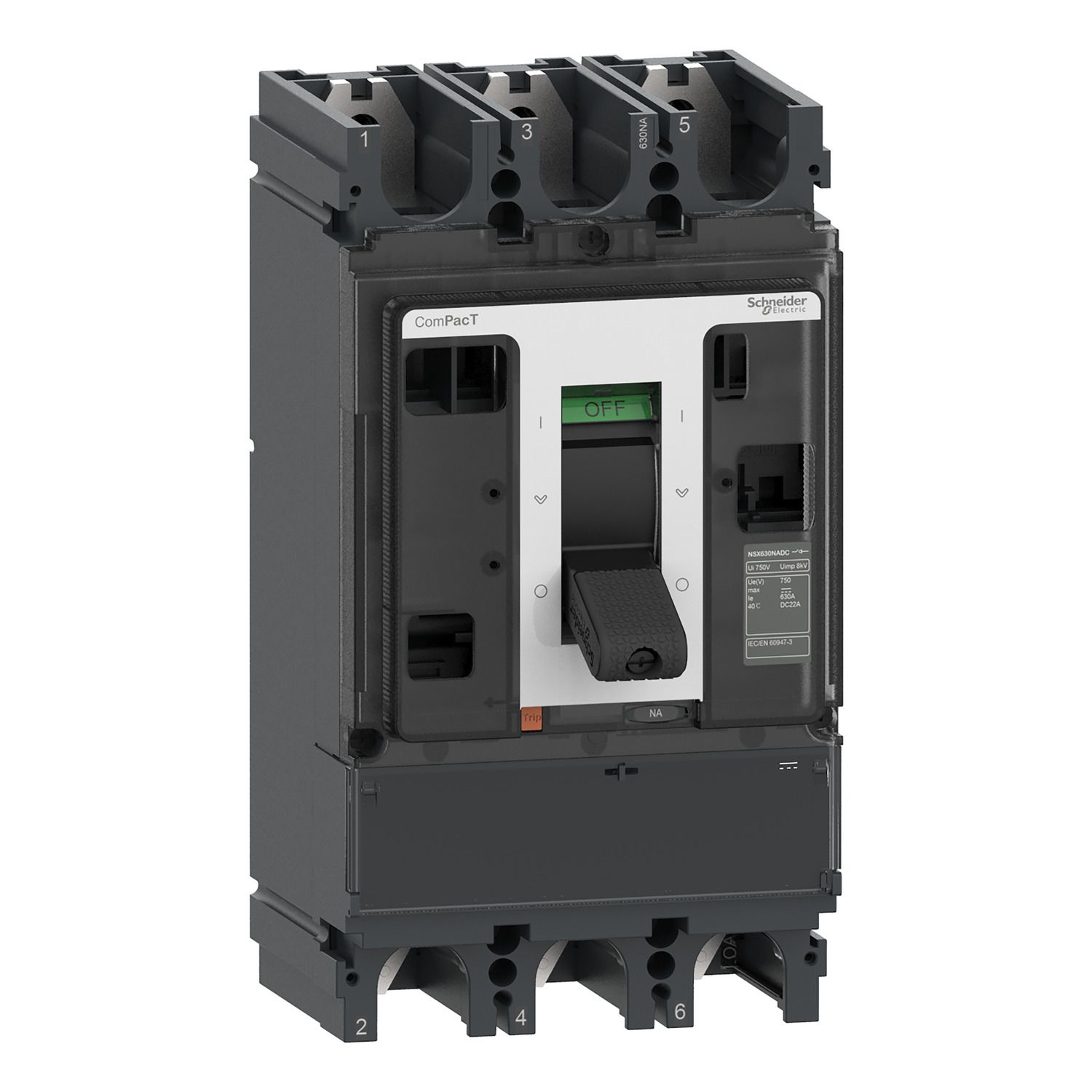 Picture of Switch disconnector, ComPacT NSX630NA DC, 3 poles, fixed, thermal current Ith 630A
