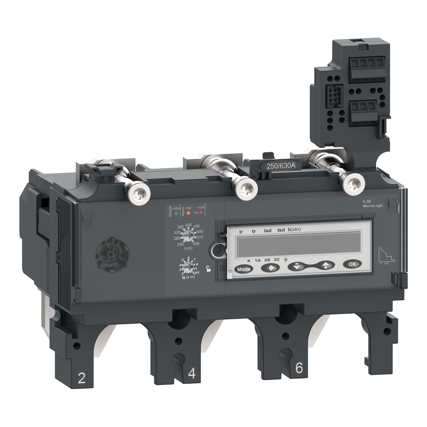 Picture of Trip unit MicroLogic 6.3E, ComPacT NSX630, 3 poles, electronic basic and ground fault protections, energy meter, 630A