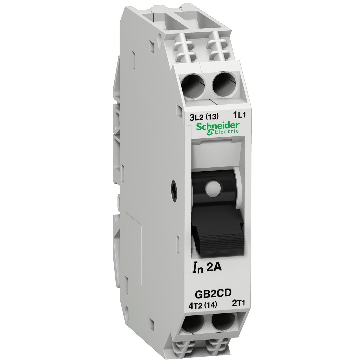Picture of Circuit breaker, TeSys GB2, 1P+N, 5A, Icu 2kA at 240V, Thermal magnetic, DIN rail mounted