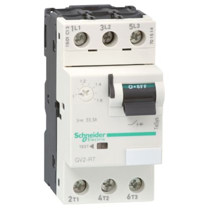 Picture of Motor circuit breaker, TeSys GV2, TeSys Deca,3P,0.63-1A,thermal magnetic,screw clamp terminals,toggle handle