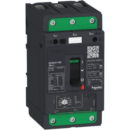 Picture of Motor circuit breaker, TeSys GV4, TeSys GV4, 3P, 3.5A, Icu 50kA, magnetic, EverLink terminals