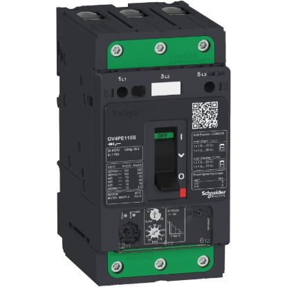Picture of Motor circuit breaker, TeSys GV4, TeSys GV4, 3P, 115A, Icu 100kA, thermal magnetic, Everlink terminals
