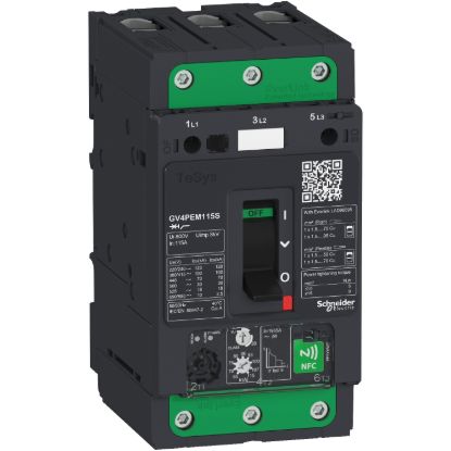 Picture of Motor circuit breaker, TeSys GV4, TeSys GV4, 3P, 115A, Icu 25kA, thermal magnetic multifunction, Everlink terminals