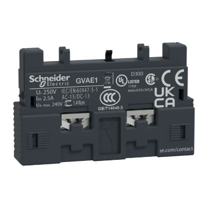 Picture of Auxiliary Contact Block, TeSys GV2, TeSys Deca,1NO/NC,front mounting,for GV2