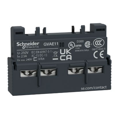 Picture of Auxiliary Contact Block, TeSys GV2, TeSys Deca,1NO+1NC,front mounting,for GV2