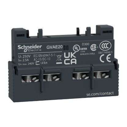 Picture of Auxiliary Contact Block, TeSys GV2, TeSys Deca,2NO,front mounting,for GV2