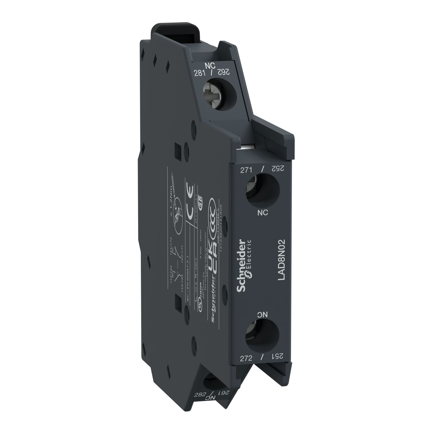 Picture of Auxiliary Contact Block, TeSys D, TeSys Deca, 2NC, side mounting, screw clamp terminals