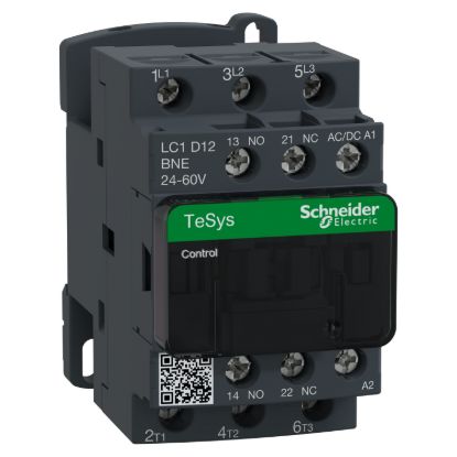 Picture of Contactor, TeSys D, TeSys Deca, 3P(3 NO), AC-3/AC-3e, 0 to 440V, 12A, 24-60VAC/DC coil