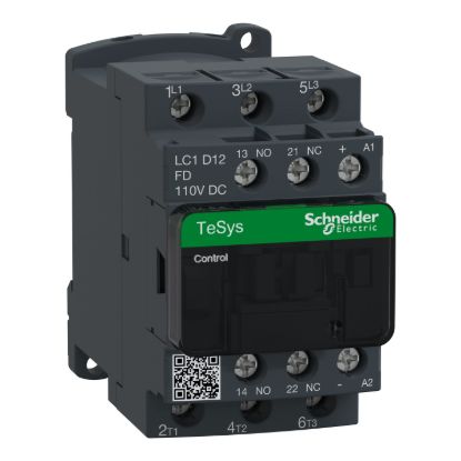 Picture of Contactor, TeSys Deca, 3P(3NO), AC-3/AC-3e, <=440V, 12A, 110V DC coil, screw clamp terminals