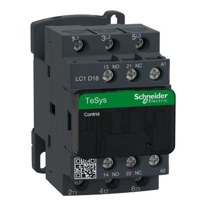 Picture of Contactor, TeSys D, 3P(3 NO), AC-3/AC-3e, 0 to 440V, 18A, 48VAC 50/60Hz coil