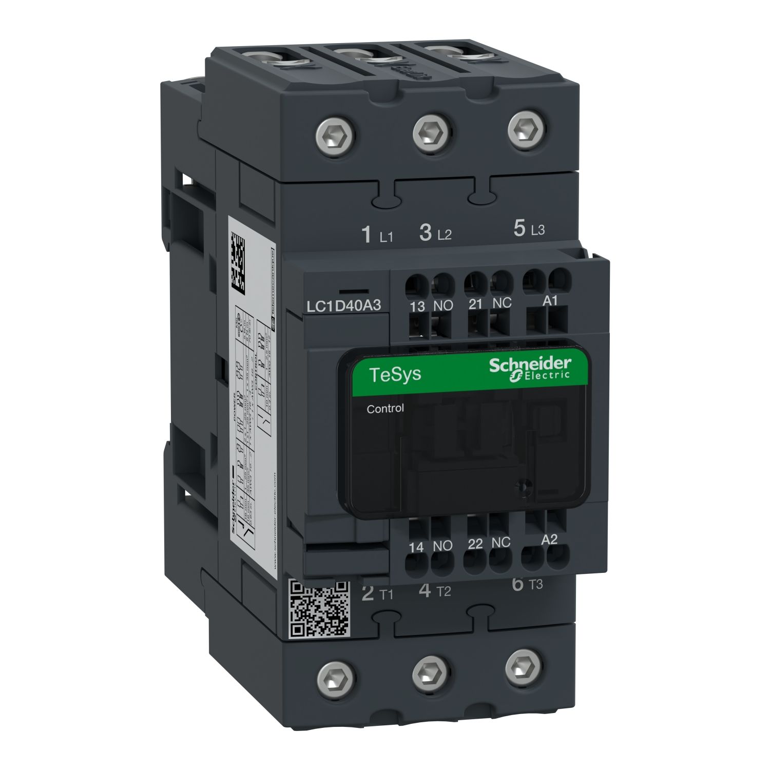 Picture of Contactor, TeSys Deca, 3P(3 NO), AC-3/AC-3e, <=400V, 40A, 110V AC 50/60Hz coil, spring terminals
