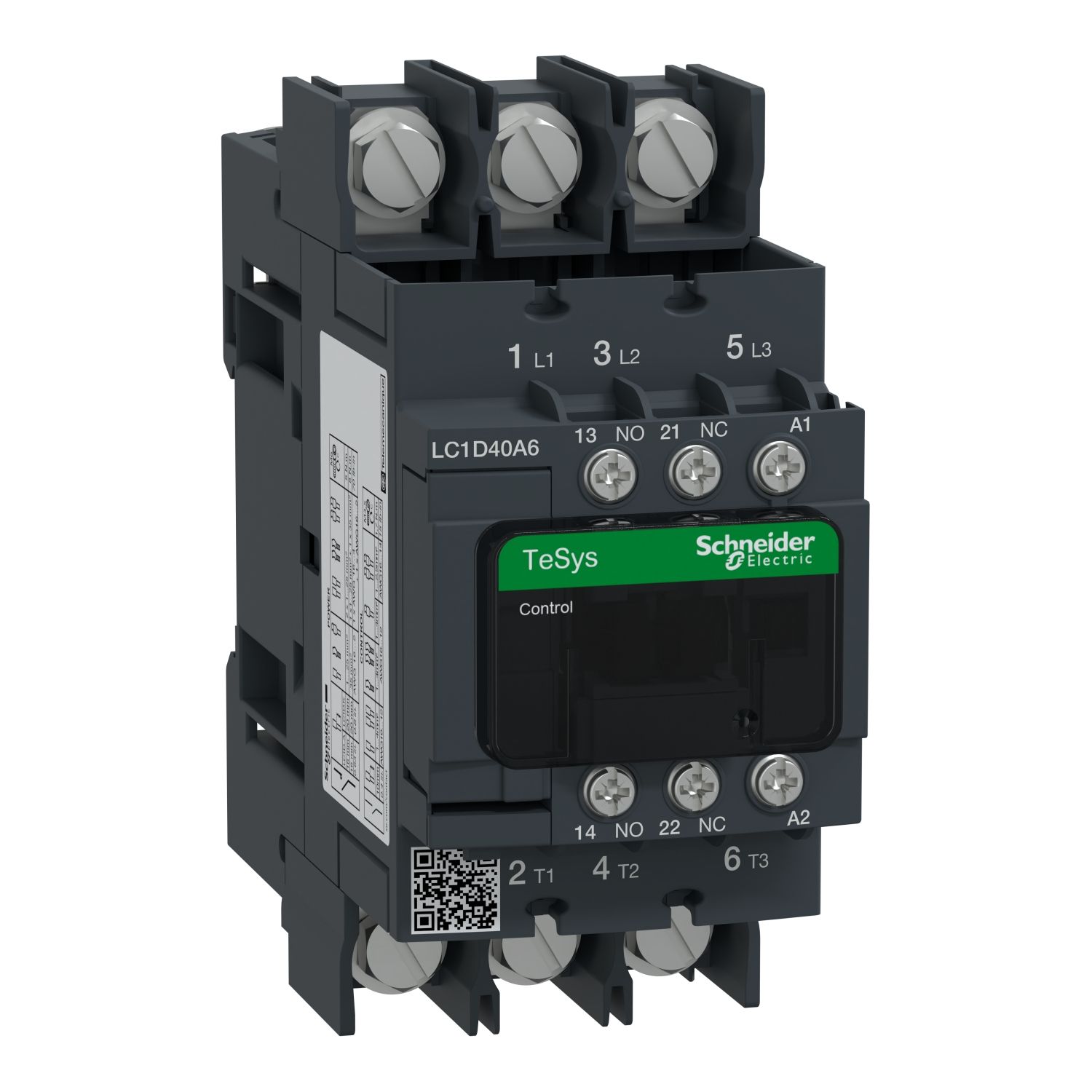 Picture of Contactor, TeSys Deca, 3P(3 NO), AC-3/AC-3e, <=400V, 40A, 240V AC 50/60Hz coil, lugs-ring terminals