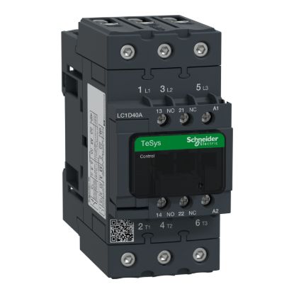 Picture of Contactor, TeSys Deca, 3P(3 NO), AC-3/AC-3e, <=400V, 40A, 115V AC 50/60Hz coil, screw clamp terminals