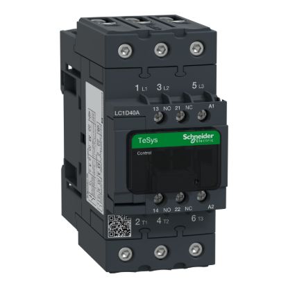 Picture of Contactor, TeSys Deca, 3P(3 NO), AC-3/AC-3e, <=400V, 40A, 208V AC 60Hz coil, screw clamp terminals