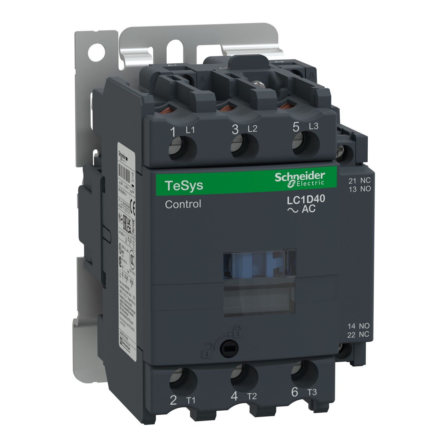 Picture of Contactor, TeSys Deca,3P(3NO),AC-3/AC-3e/<=440V 40A,110V AC 50/60Hz coil, screw clamp terminals