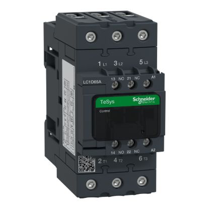 Picture of Contactor, TeSys D, TeSys Deca, 3P(3 NO), AC-3/AC-3e, 0 to 440V, 65A, 24VAC 50/60Hz coil