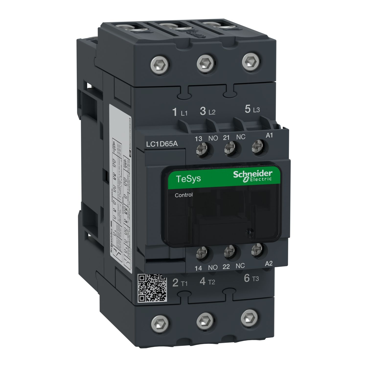 Picture of Contactor, TeSys D, TeSys Deca, 3P(3 NO), AC-3/AC-3e, 0 to 440V, 65A, 200VAC 50/60Hz coil