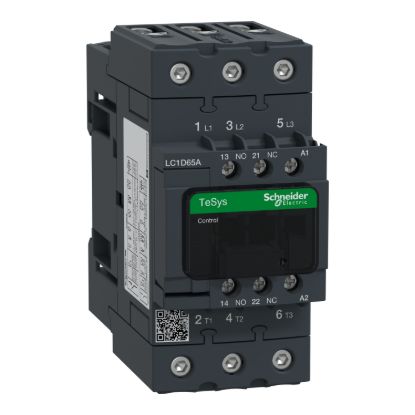 Picture of Contactor, TeSys D, TeSys Deca, 3P(3 NO), AC-3/AC-3e, 0 to 440V, 65A, 380VAC 50/60Hz coil