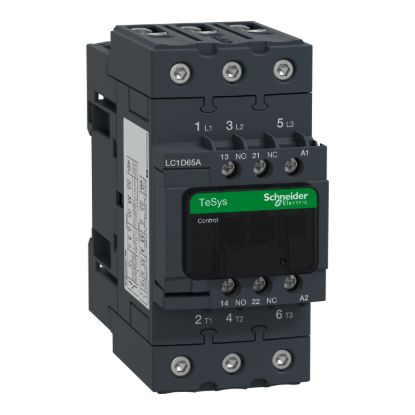 Picture of Contactor, TeSys D, TeSys Deca, 3P(3 NO), AC-3/AC-3e, 0 to 440V, 65A, 480VAC 60Hz coil