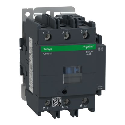 Picture of Contactor, TeSys D, TeSys Deca, 3P(3NO), AC-3/AC-3e, <=440V, 80A, 380V AC 50/60Hz coil