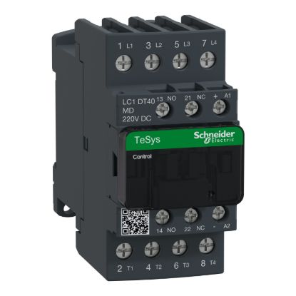 Picture of Contactor, TeSys D, TeSys Deca, 4P(4 NO), AC-1, 0 to 440V, 40A, 220VDC standard coil