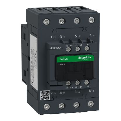Picture of Contactor, TeSys D, TeSys Deca, 4P(4 NO), AC-1, 0 to 440V, 60A, 42VAC 50/60Hz coil