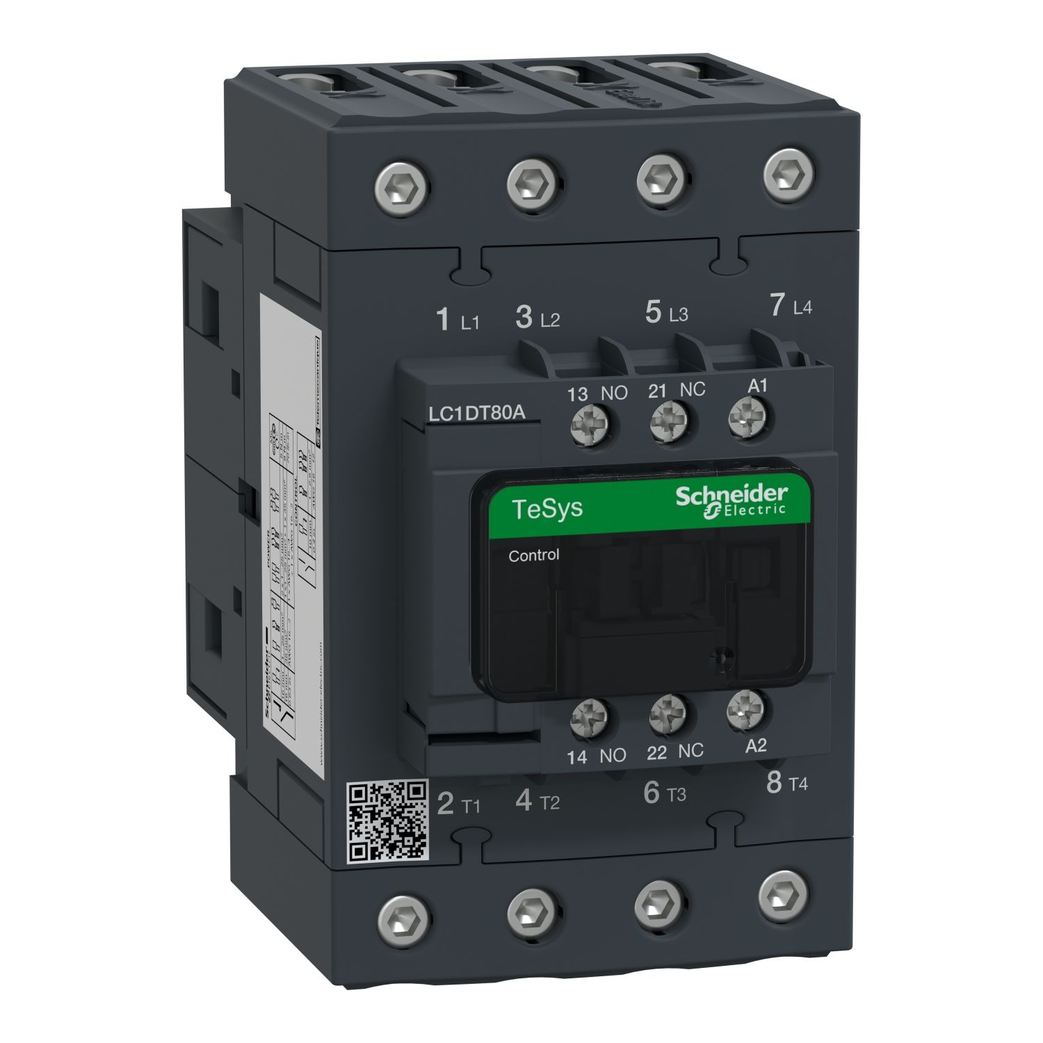 Picture of Contactor, TeSys D, TeSys Deca, 4P(4 NO), AC-1, 0 to 440V, 80A, 24V AC 50/60Hz coil