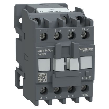 Picture of Contactor,Easy TeSys Control,LC1E,3P(3NO),AC-3,<=440V,12A,24V AC coil,50Hz,1NC auxiliary contact