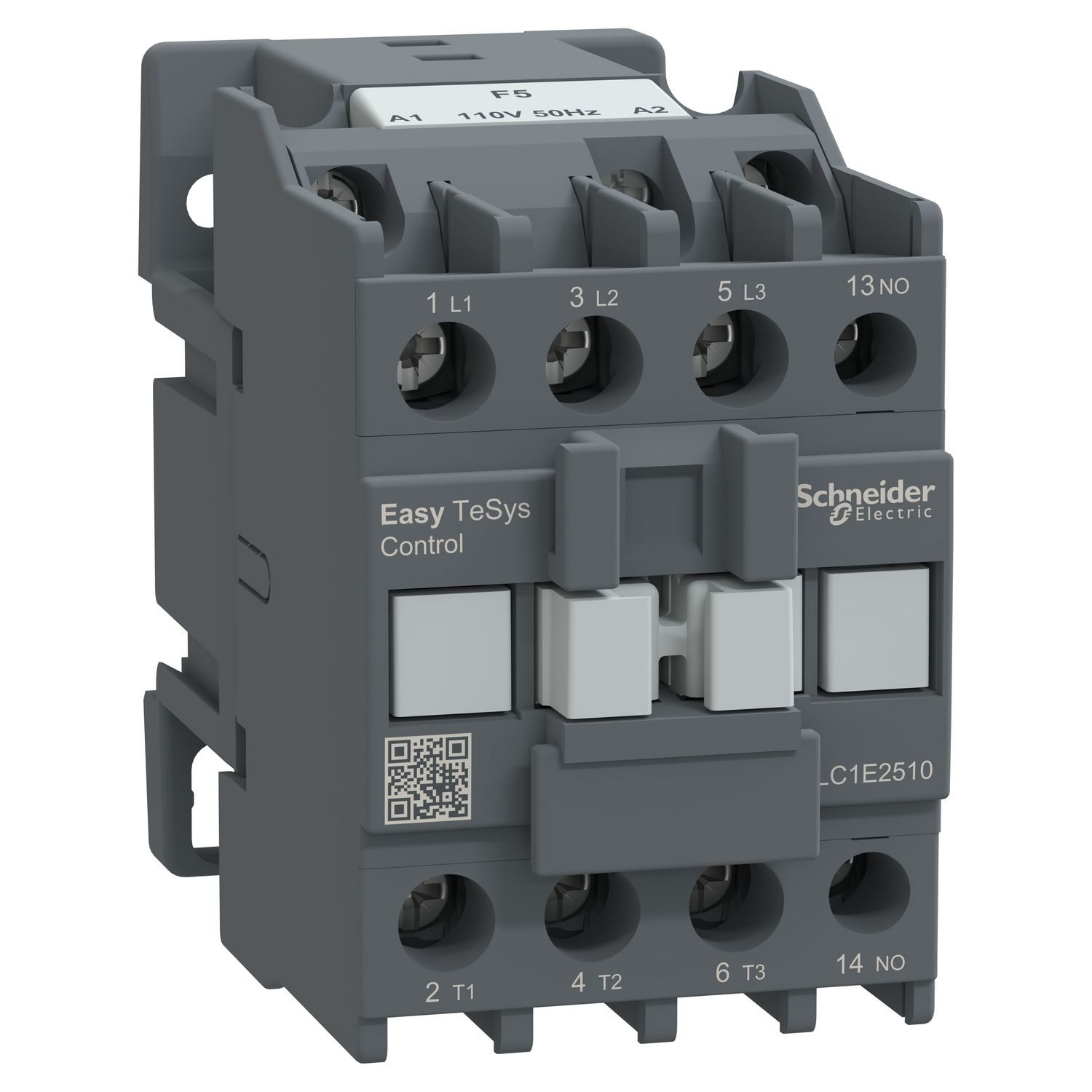 Picture of Contactor,Easy TeSys Control,LC1E,3P(3NO),AC-3,<=440V,25A,110V AC coil,50Hz,1NO auxiliary contact