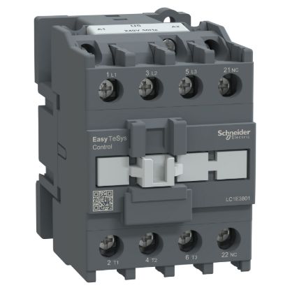 Picture of Contactor,Easy TeSys Control,LC1E,3P(3NO),AC-3,<=440V,38A,240V AC coil,50Hz,1NC auxiliary contact