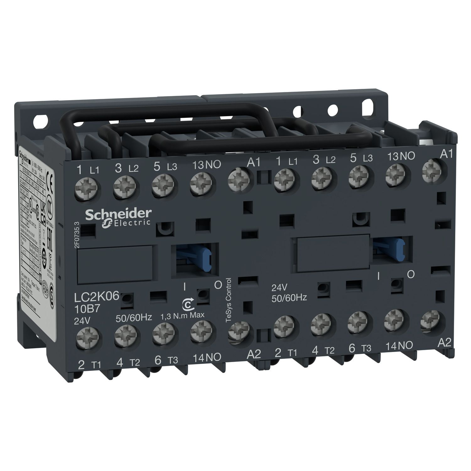 Picture of reversing Contactor, TeSys K, 3P, AC-3/AC-3e,<=440V 9A, 1NO, 42V AC coil