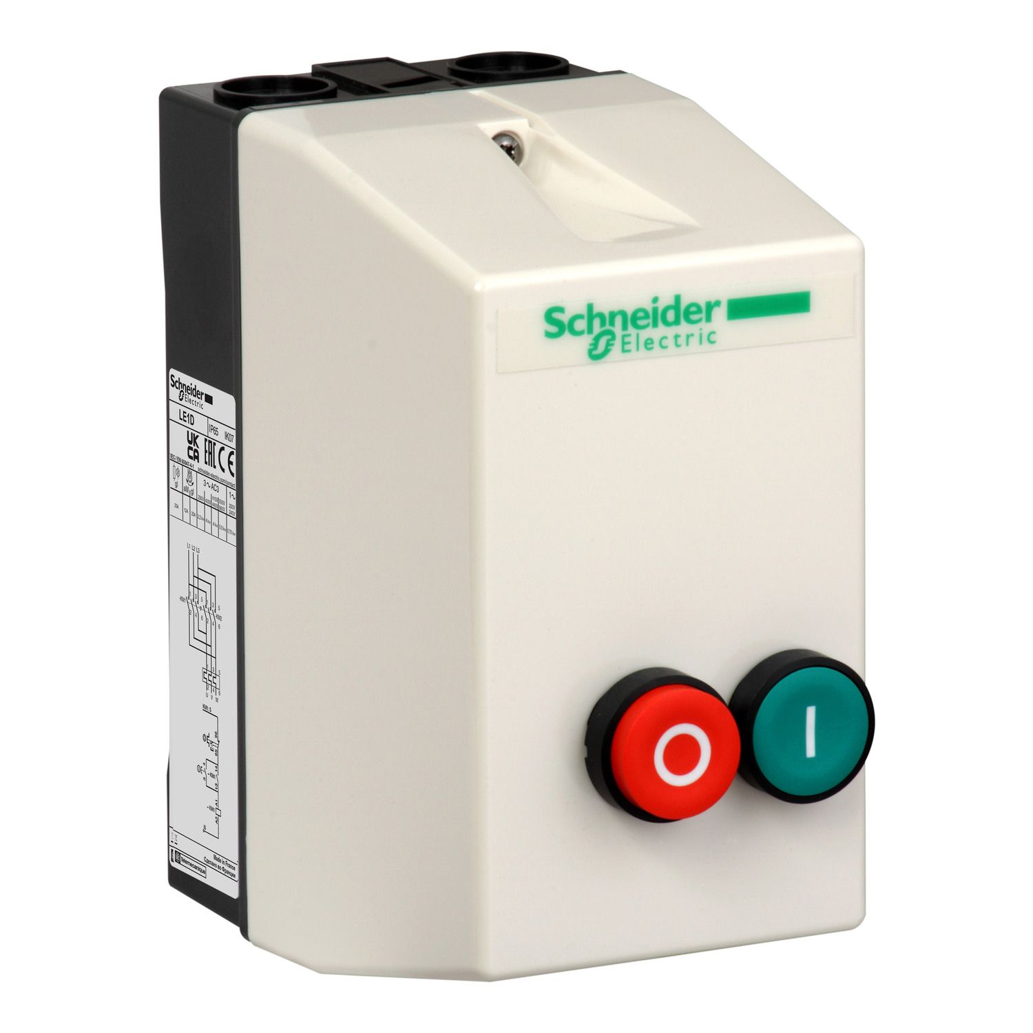 Picture of Enclosed DOL starter,TeSys LE,9A,220V AC coil,including 1 LC1D,2 pushbuttons