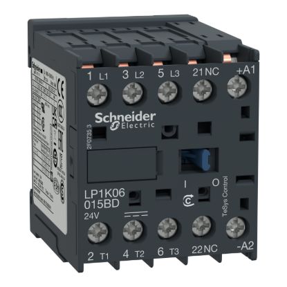 Picture of Contactor, TeSys K, 3P, AC-3/AC-3e, 440V, 9A, 1NC aux, 24V DC coil
