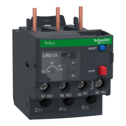 Picture of Thermal overload relay, TeSys Deca, 690VAC, 12 to 18A, 1NO+1NC, class 10A, for D18â€¦D38 unbalanced loads